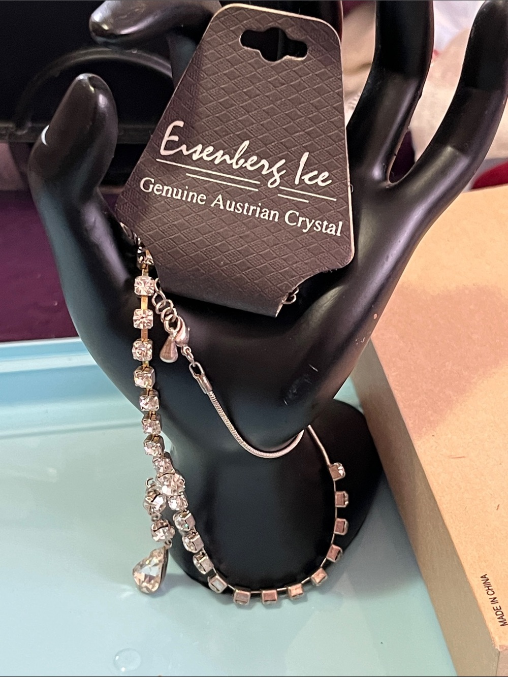 Eisenberg Ice Silver Crystal Teardrop Necklace